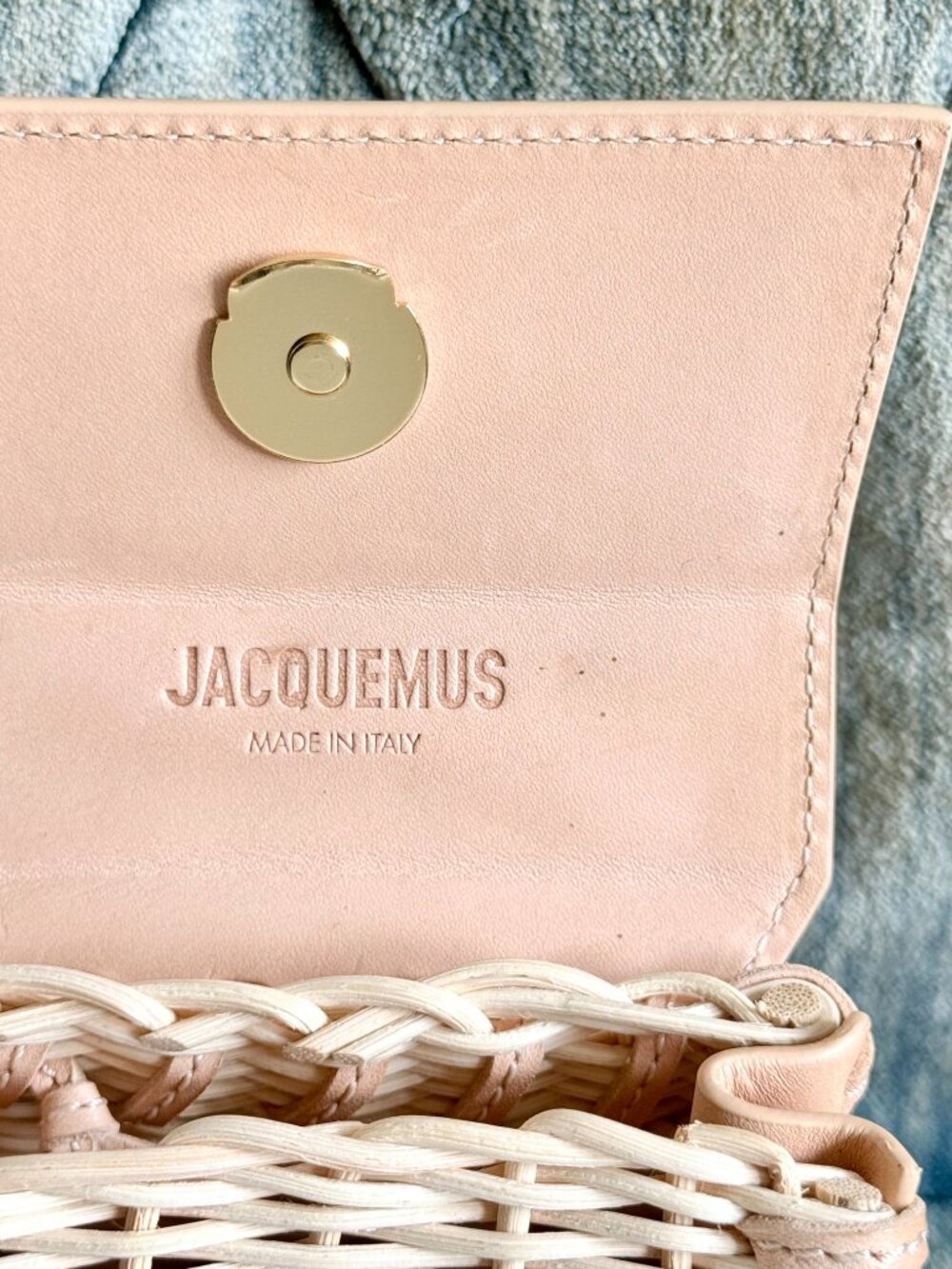 Jacquemus Le Petit Chiquito Wicker Crossbody Top Handle Micro Bag Nude Peach - Picture 7 of 13